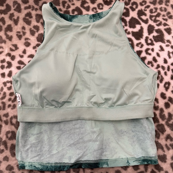 NWOT Old Navy Active PowerChill Longline Sports Bra in Teal Tie Dye Size Small - Picture 11 of 17
